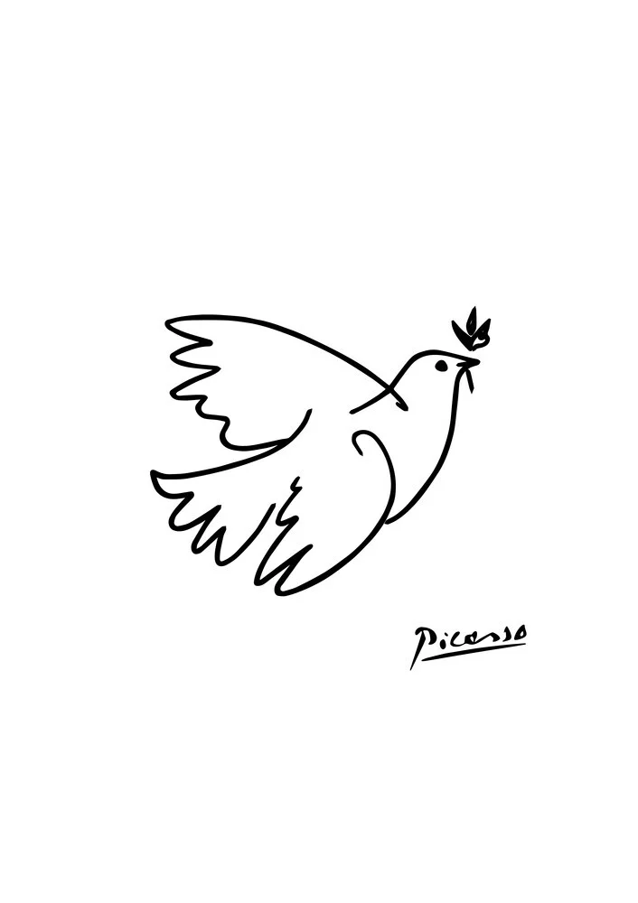 Art Classics Poster - 'Pablo Picasso Friedenstaube Strichzeichnung  schwarz-weiß