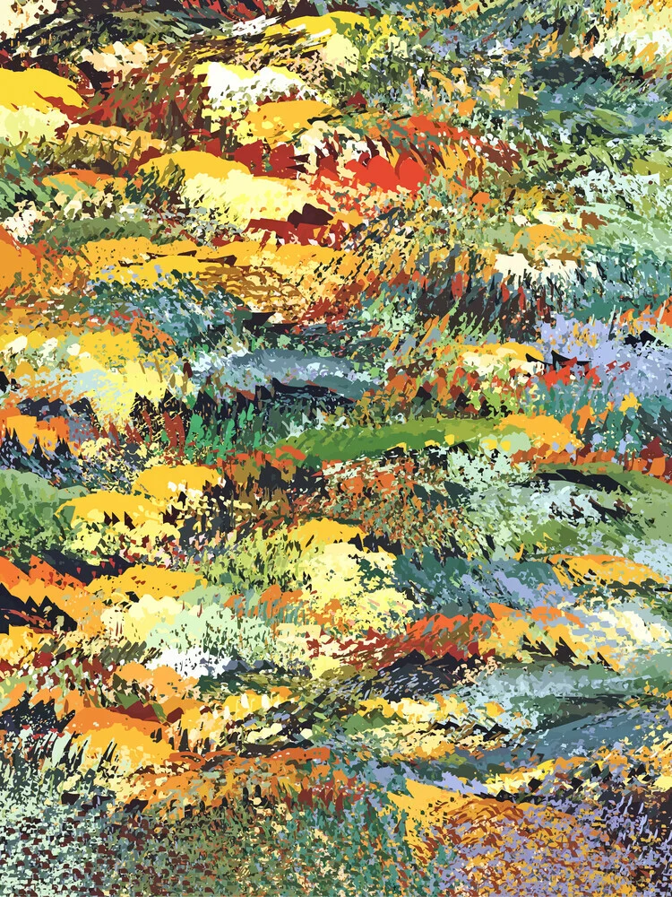 Autumn Forest, Nature Jungle Painting, Botanical Plants Abstract - fotokunst von Uma Gokhale