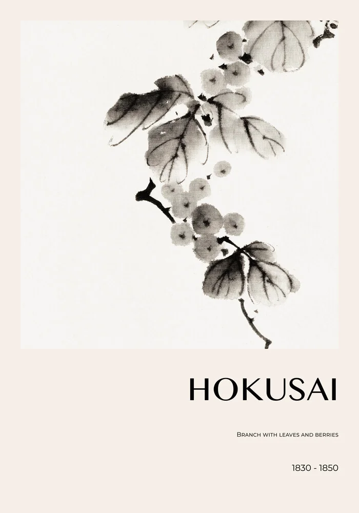 Katsushika Hokusai - Branch with Leaves and Berries - Fineart photography by Art Classics