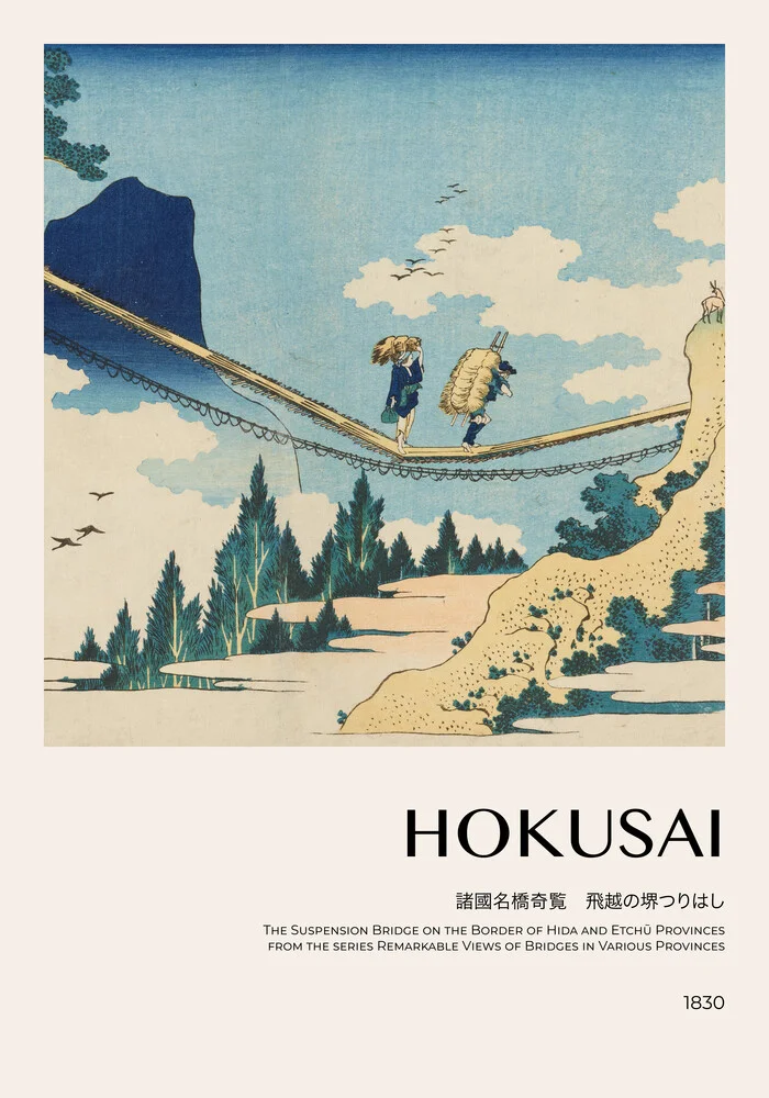 Katsushika Hokusai - Suspension Bridge at Hida and Etchu - fotokunst von Art Classics