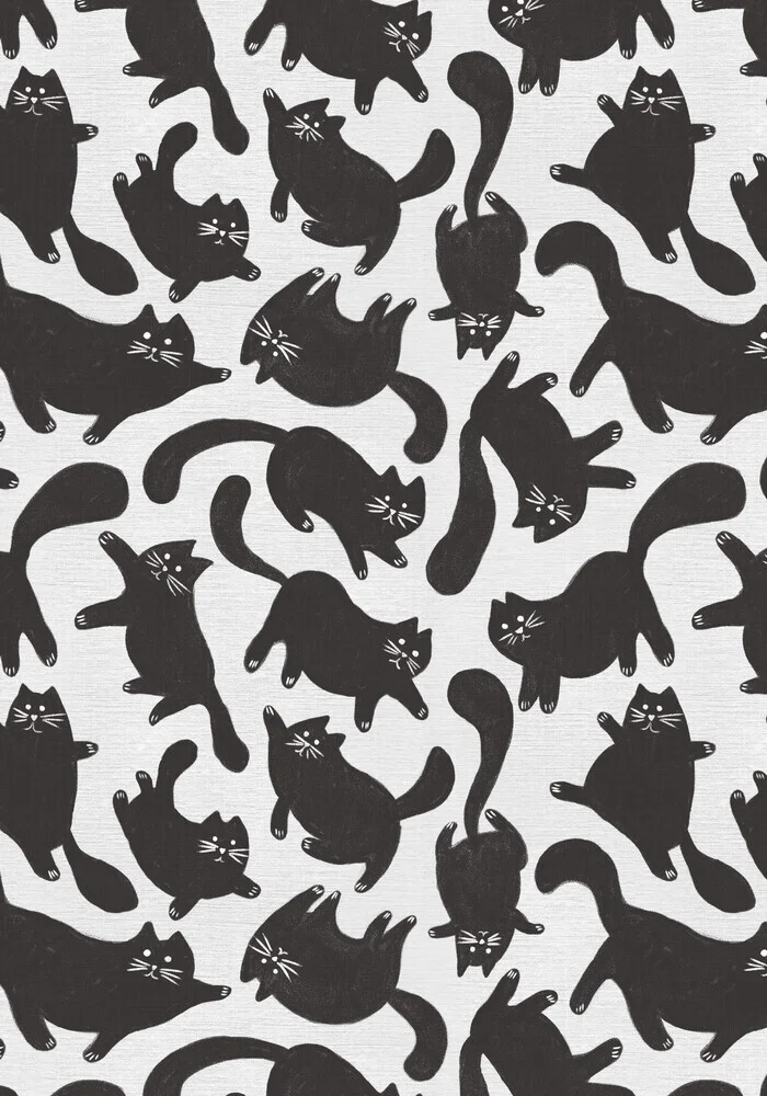 Hand-Drawn Black Cats - fotokunst von Ania Więcław