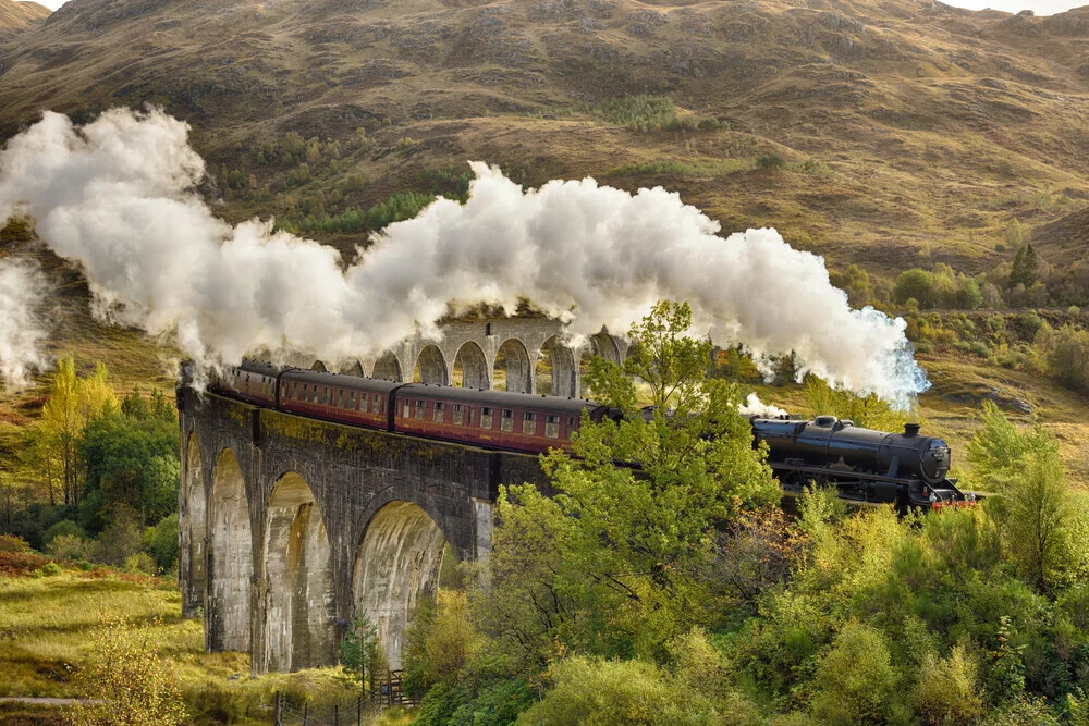 The Jacobite Steam Train - Passing Glenfinnan Viaduct - Fineart photography by Rolf Schnepp