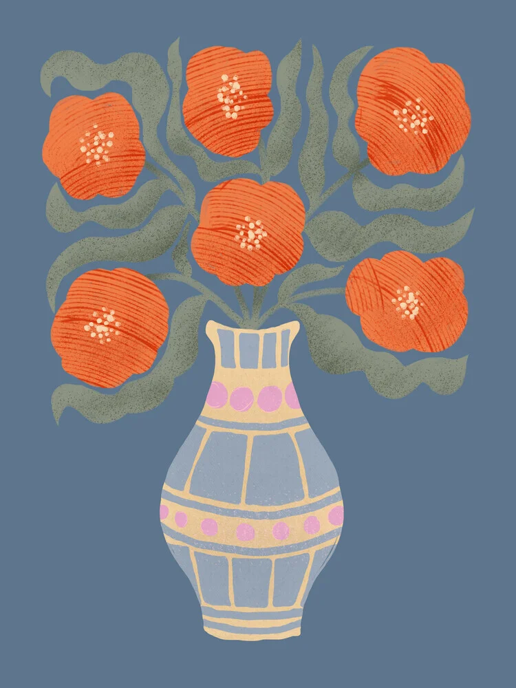 Orange Blossoms in a Patterned Vase - fotokunst von Ania Więcław