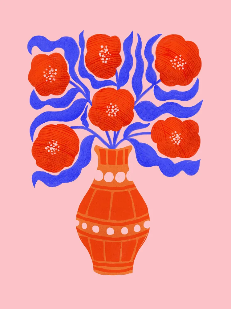 Bold Red Florals in a Terracotta Vase - fotokunst von Ania Więcław