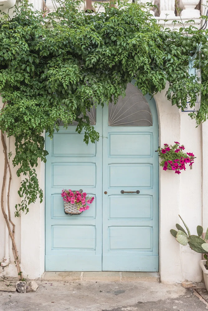 Blue door with botanical entrance - fotokunst von Photolovers .