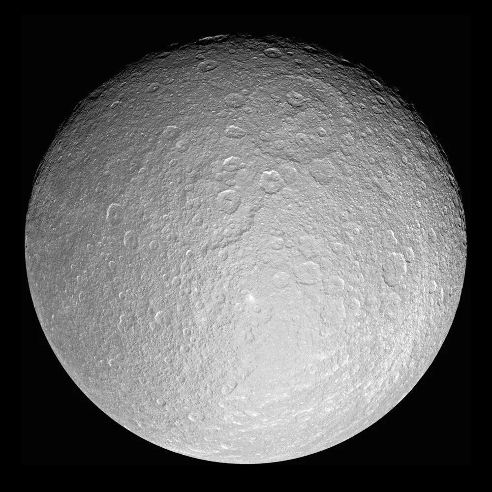 Saturn's Icey Moon Rhea - fotokunst von Nasa Visions