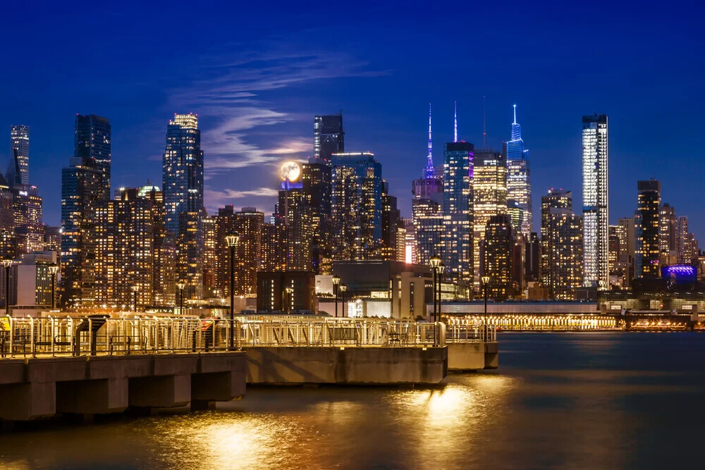 Midtown Manhattan Skyline with Harvest Moon - Fineart photography by Melanie Viola