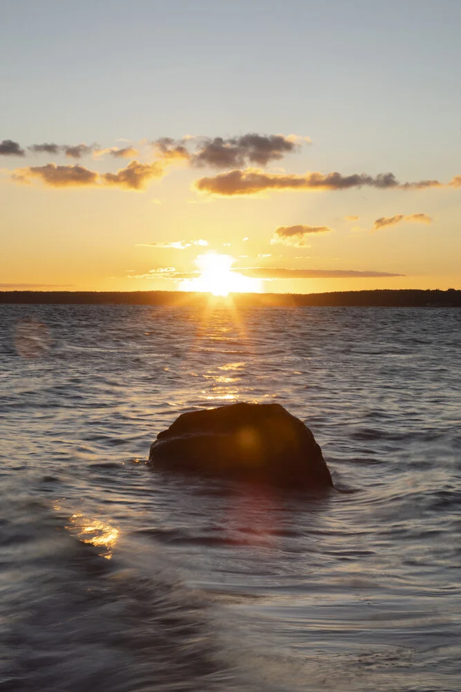 Baltic sea stone sunset - Fineart photography by Nadja Jacke