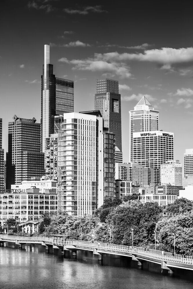 View of downtown Philadelphia in Monochrome - Fineart photography by Melanie Viola