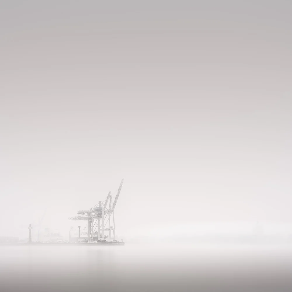 Fine Art Kräne Hamburg Harbor City im Morgennebel - fotokunst von Dennis Wehrmann